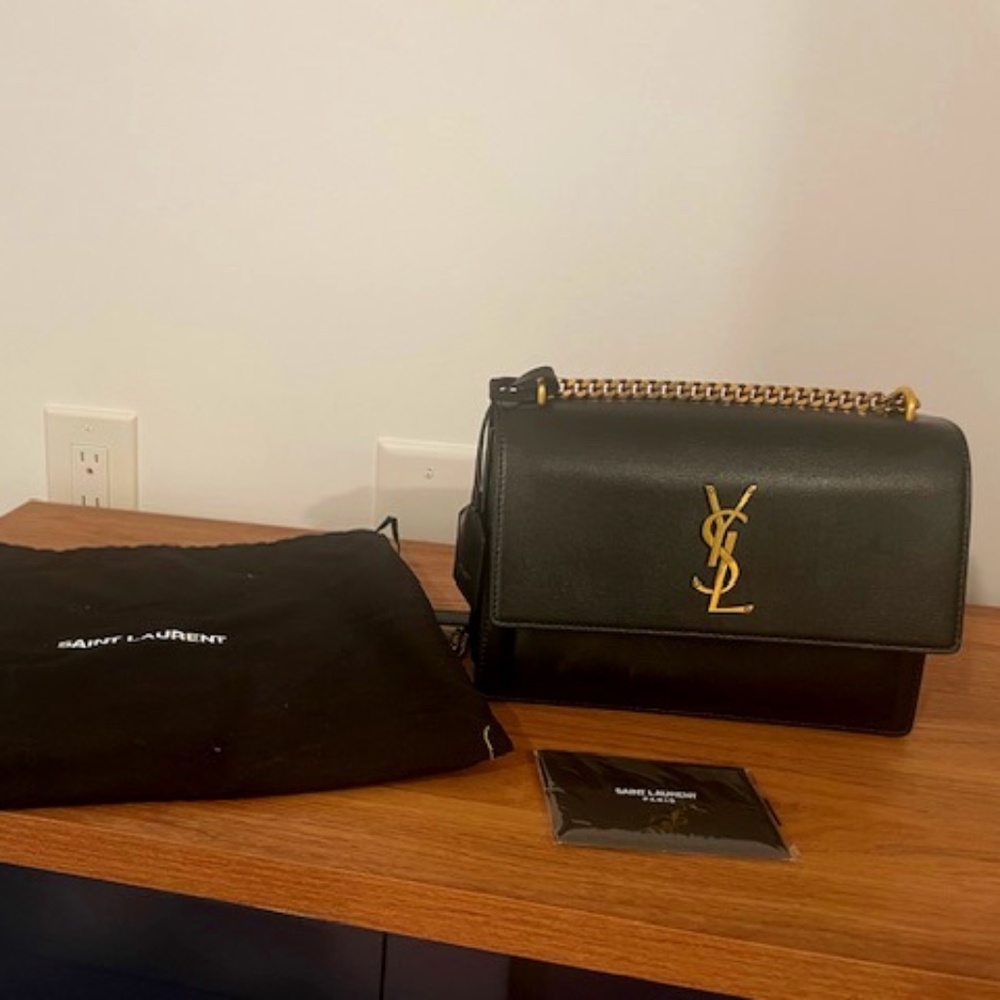 YSL Medium Sunset Purse in Black NEW!
